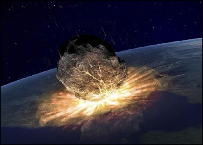 小行星或彗星撞地球将会导致人类末日。图为构想图。