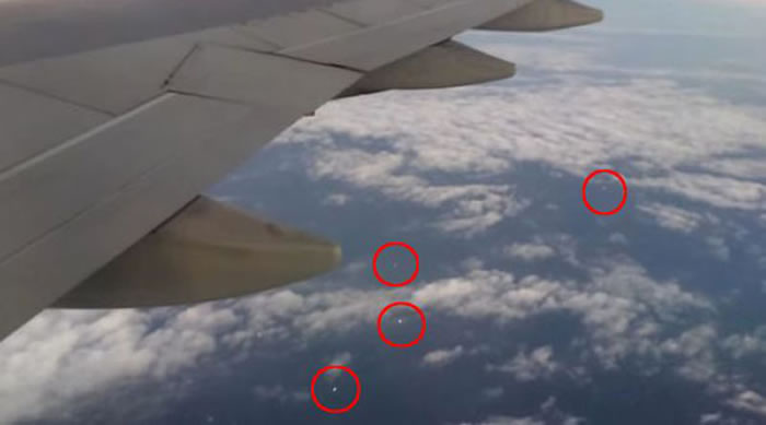 加拿大温哥华飞往台湾的客机拍摄到8-10个不明闪光物体