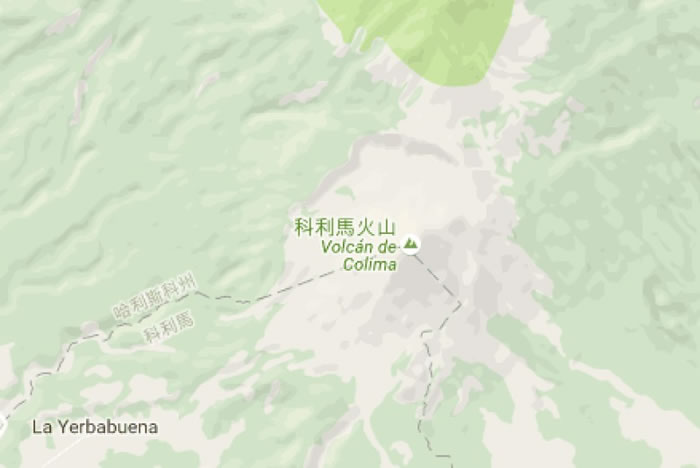 科利马火山位置图。