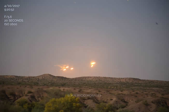 美国亚利桑那州夜空惊现有6盏大灯的不明飞行物UFO？