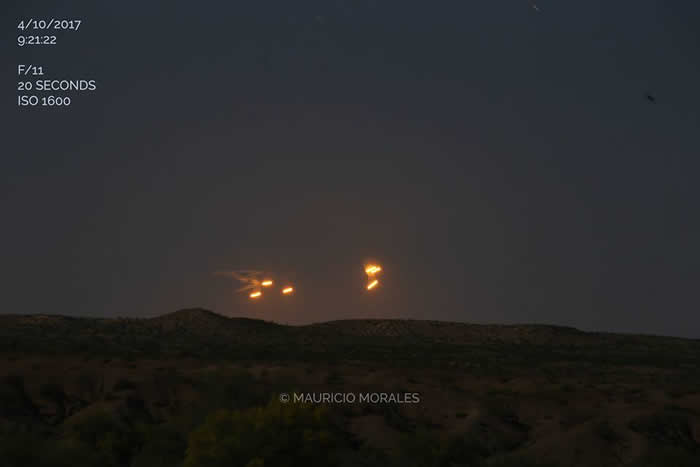 美国亚利桑那州夜空惊现有6盏大灯的不明飞行物UFO？