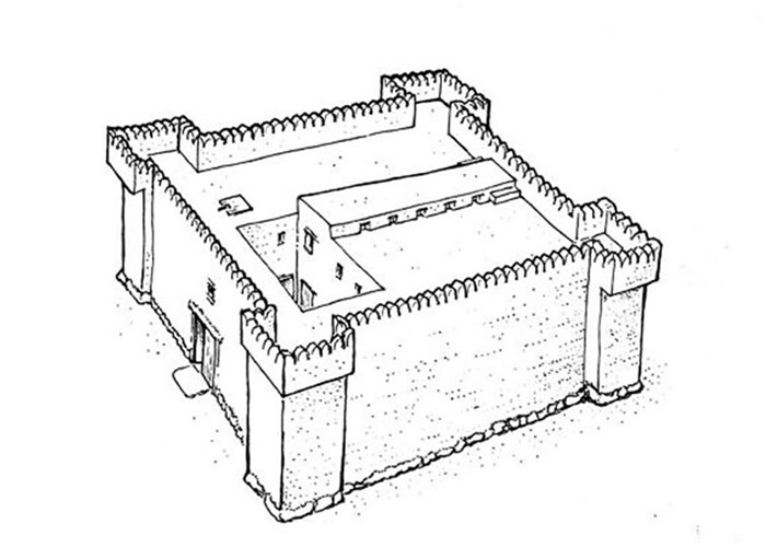 堡垒遗址复原模拟图。