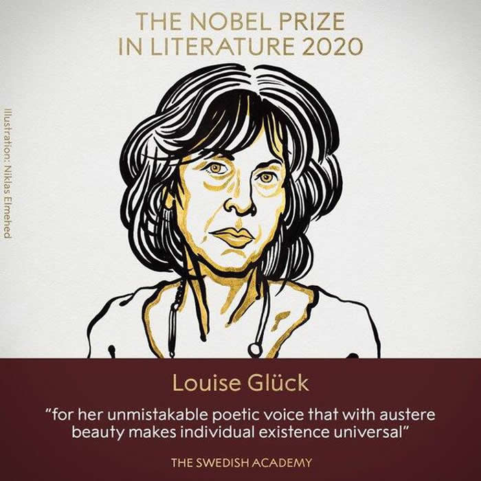 美国诗人露易丝·格丽克（Louise Gluck)获2020诺贝尔文学奖