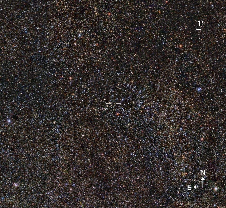 天蝎座方向发现一个巨大星团：瓦尔帕莱索1号 包含至少一万五千颗恒星